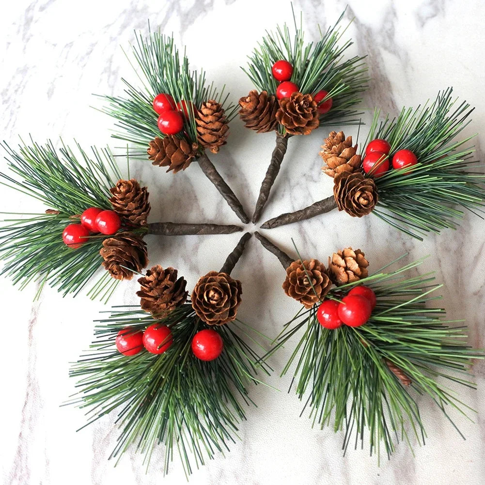 10Pcs Red Berry Pine Picks for Festive Wreaths - Image 5