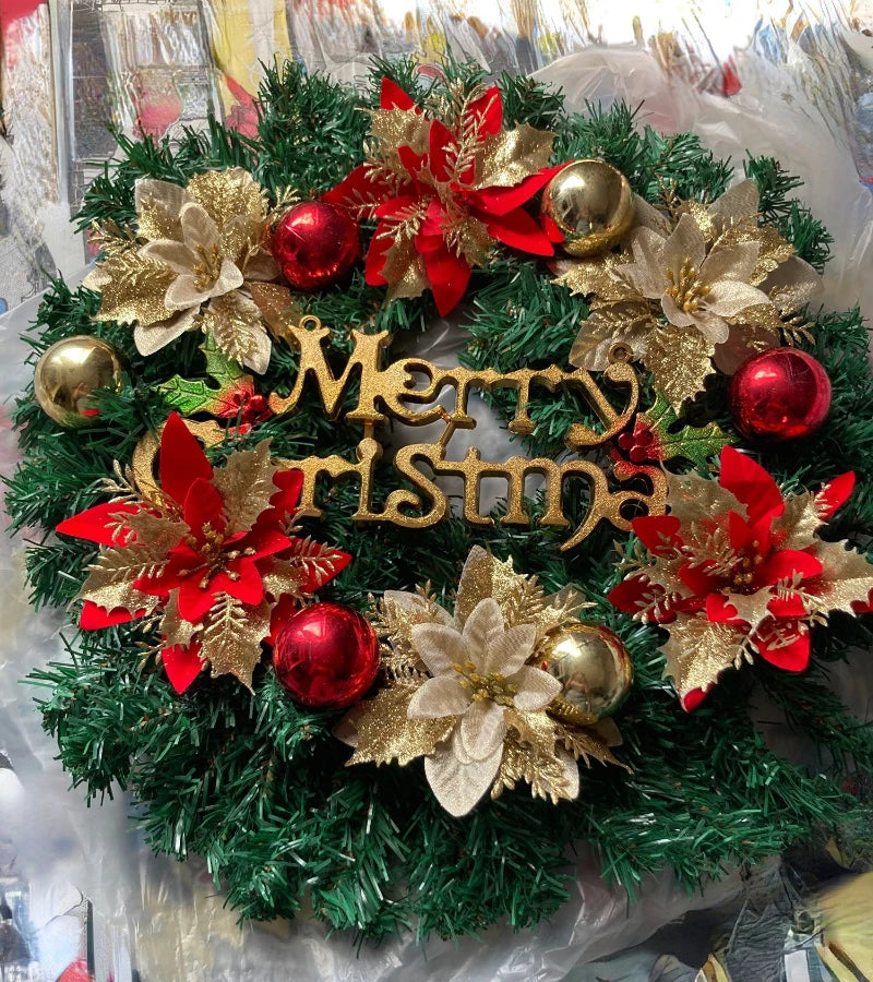 Festive Red and Gold Christmas Wreath for Doors - Image 28
