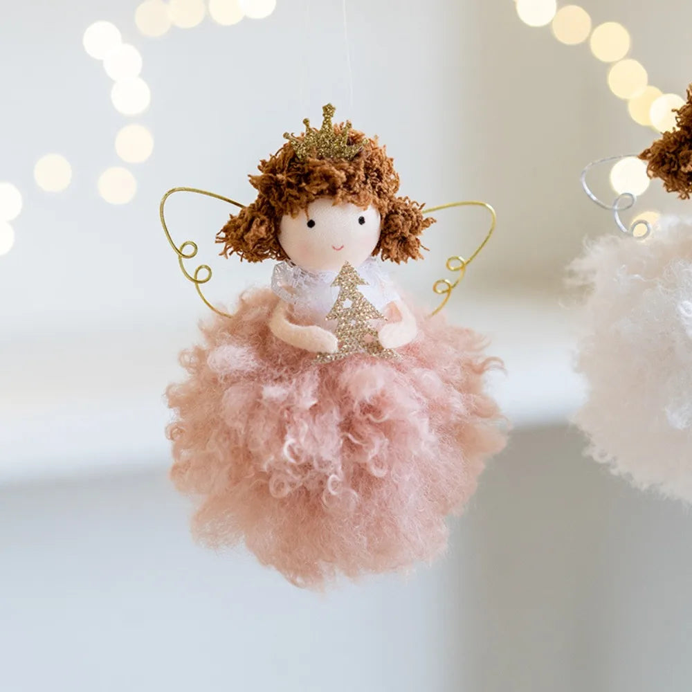 Charming Pink & White Angel Doll Tree Ornament