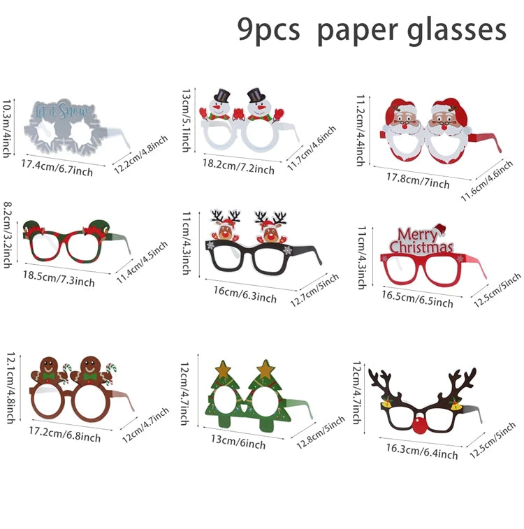 Festive Christmas Paper Glasses - Santa & Snowman Masks - Image 2