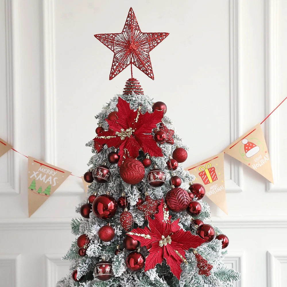 46pcs Burgundy and Green Christmas Ornaments Set - Image 10