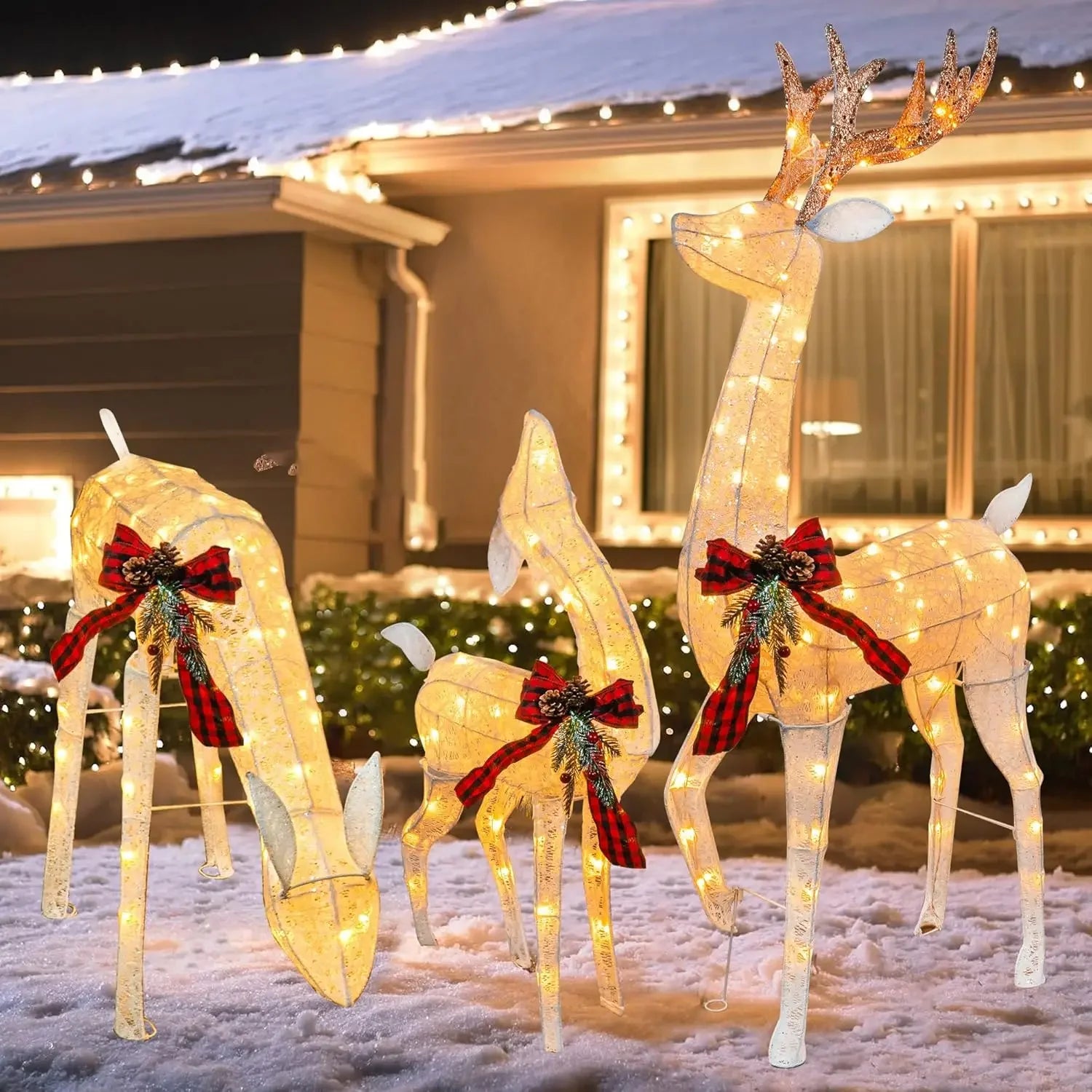 Enchanting 3-Piece Pre-Lit Christmas Reindeer Set - Image 11