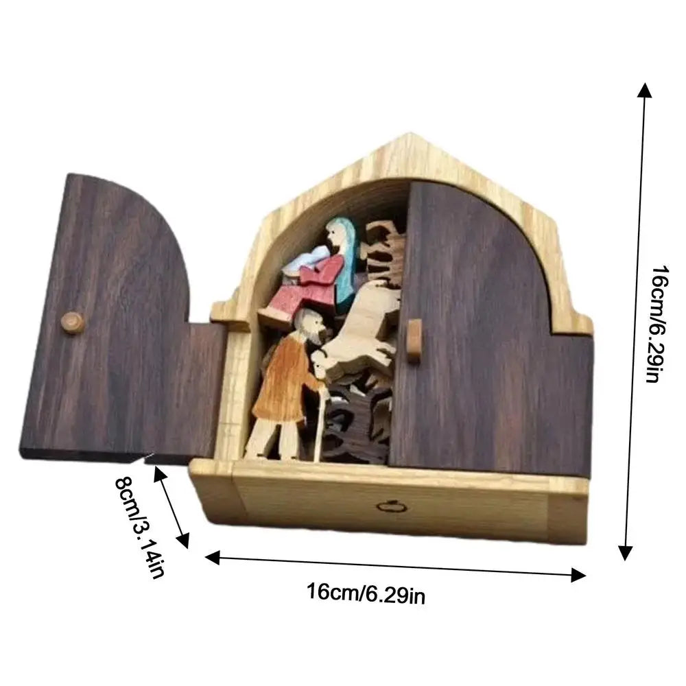 Exquisite Wooden Christmas Nativity Scene Decor - Image 12