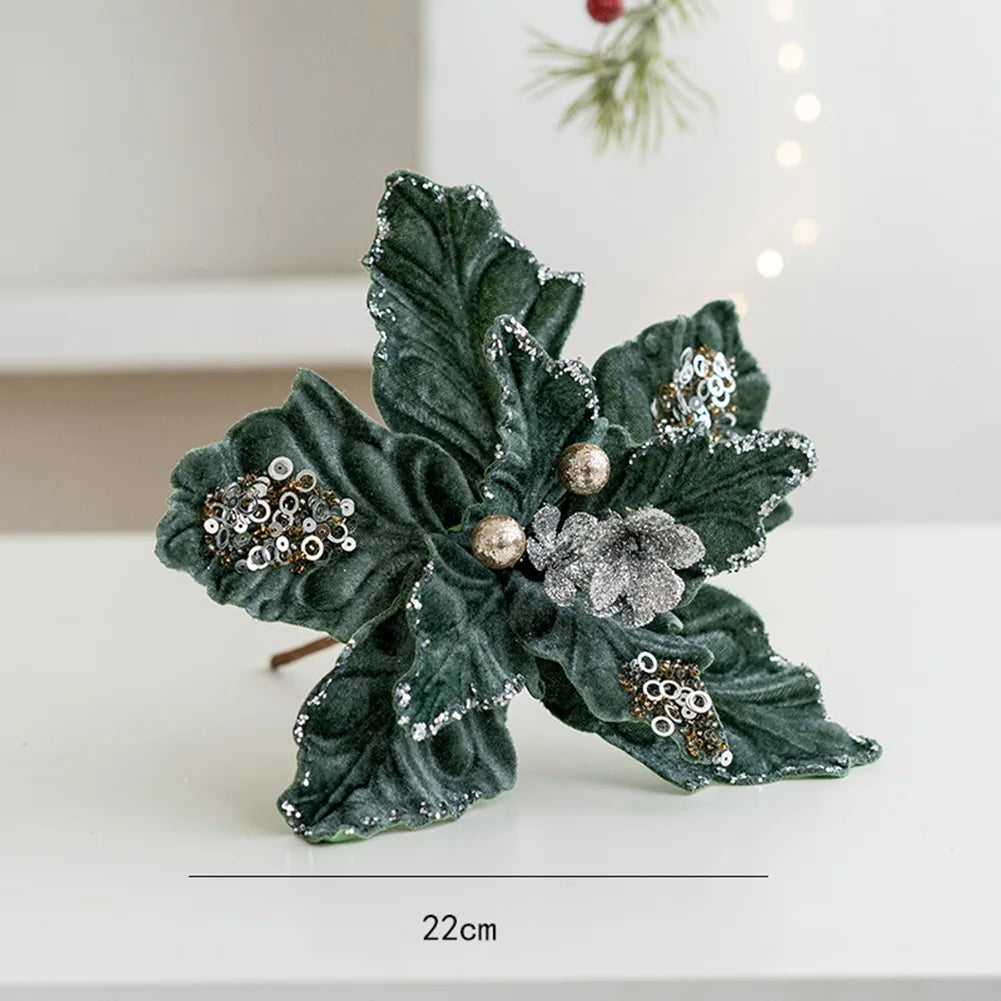 Elegant 22cm Artificial Christmas Flower Ornaments - Image 26