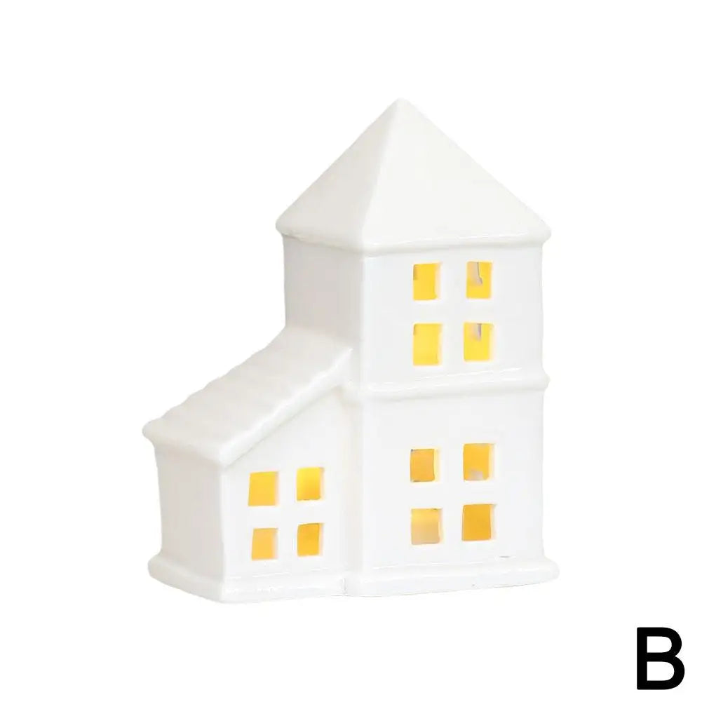 Rustic Lighted Ceramic Christmas Village Ornaments - Image 18