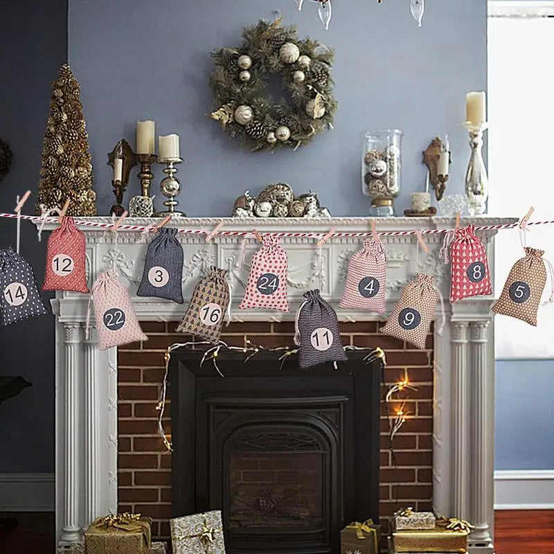 24 Days Christmas Advent Calendar Gift Bags - Image 5