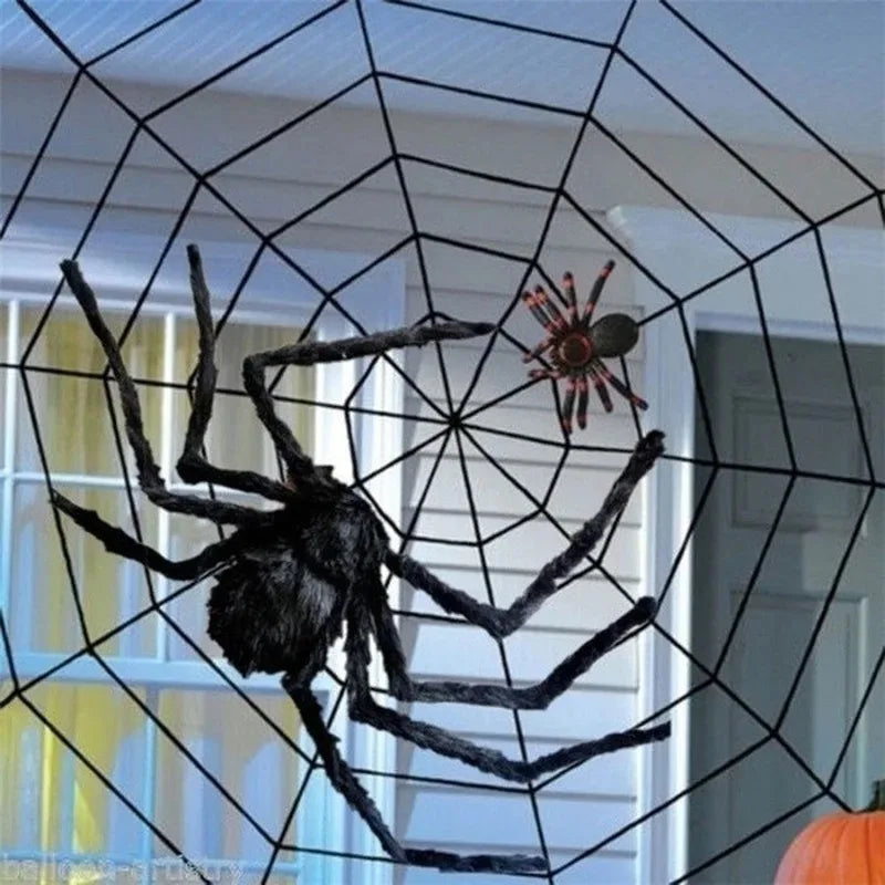 Giant Black Plush Spider Decorations for Halloween - Image 21
