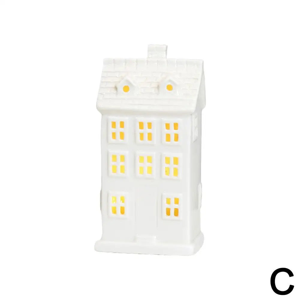 Rustic Lighted Ceramic Christmas Village Ornaments - Image 16