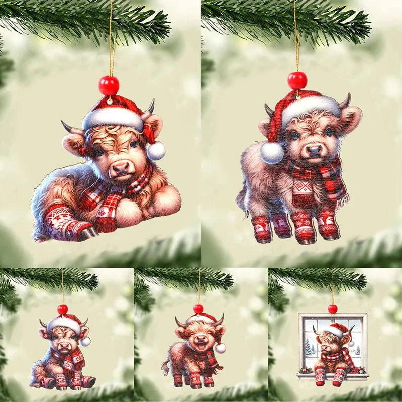 Charming Wooden Cow Christmas Ornaments for Festive Decor - Image 13