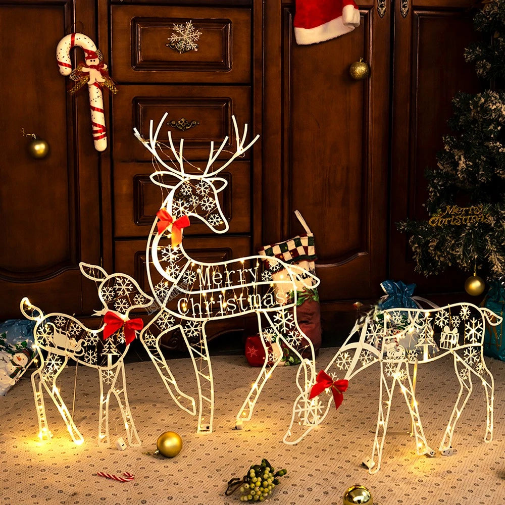 Enchanting LED Lighted Reindeer Family Decor