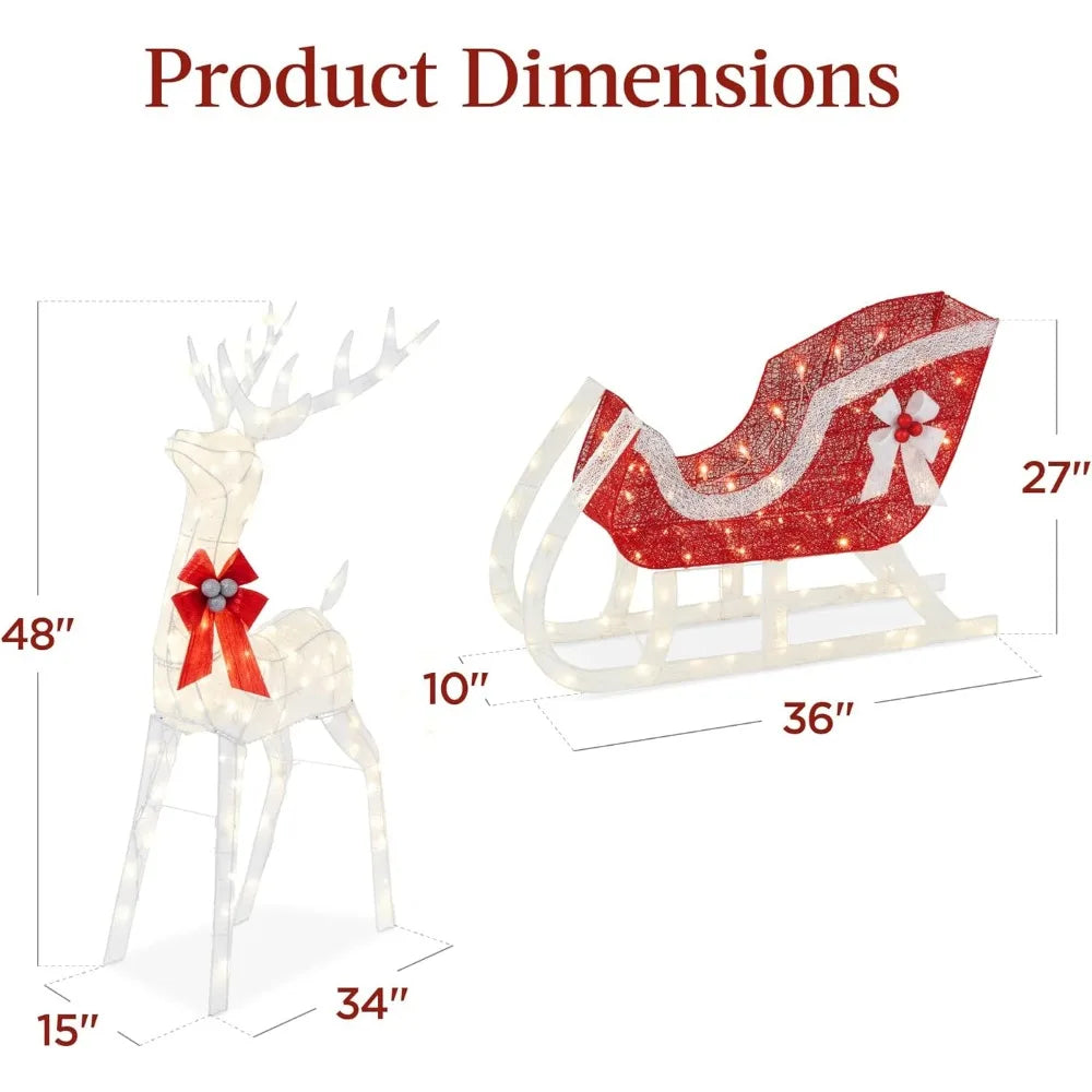 4ft LED Lighted Reindeer & Sleigh Yard Décor - Image 14