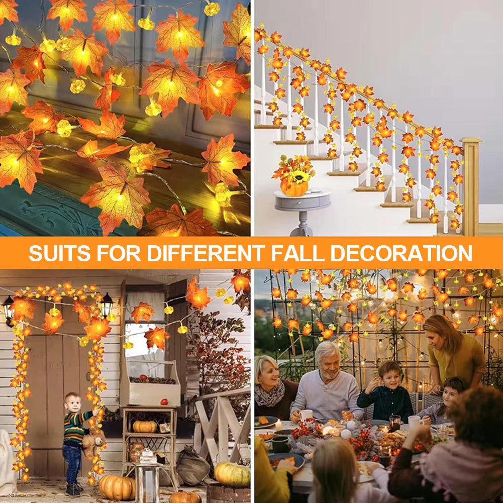 Magical LED Autumn Maple Leaf Garland Lights - Image 14