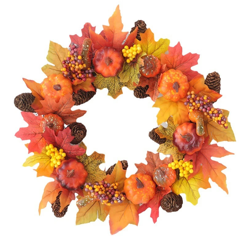 Festive Autumn Door Wreath with Pumpkins & Berries - Image 8