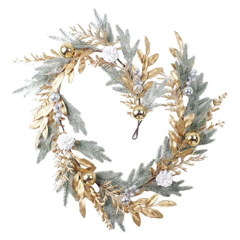 Elegant Gold Rattan Christmas Wreath for Door - Image 14