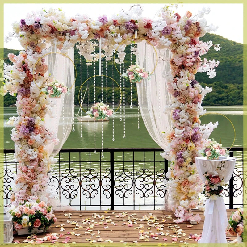 Festive Handmade Gold Circle Hoop Wall Decor - Image 5