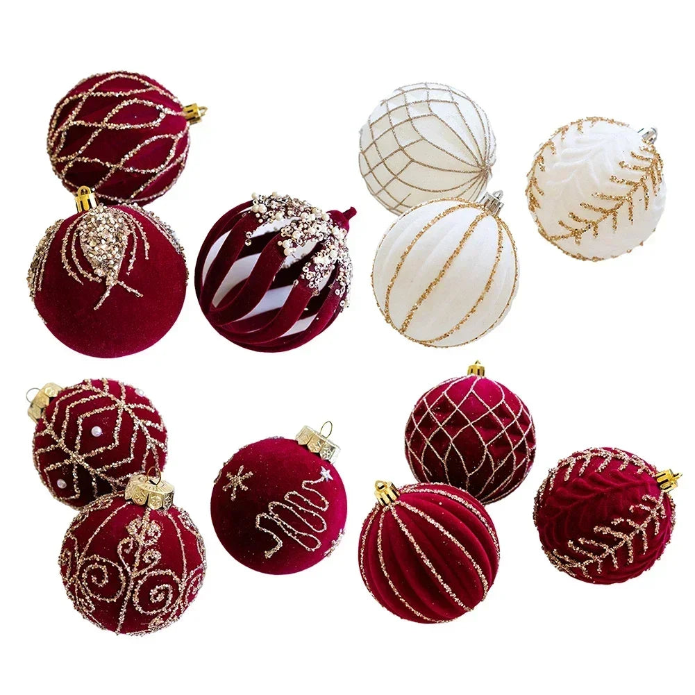 3pcs Velvet Wine Red Christmas Ball Ornaments - Image 6