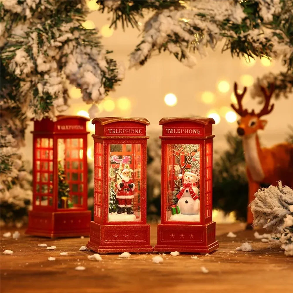 Festive Phone Booth Lights for Christmas Tree Ornaments