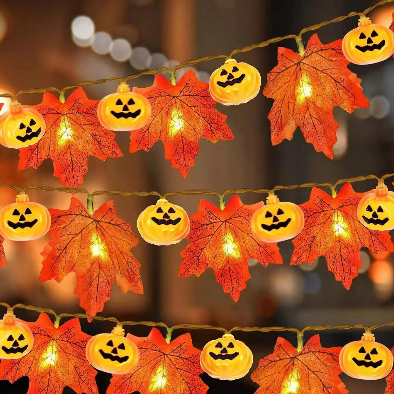 Festive Pumpkin & Maple Leaf String Lights - Image 19