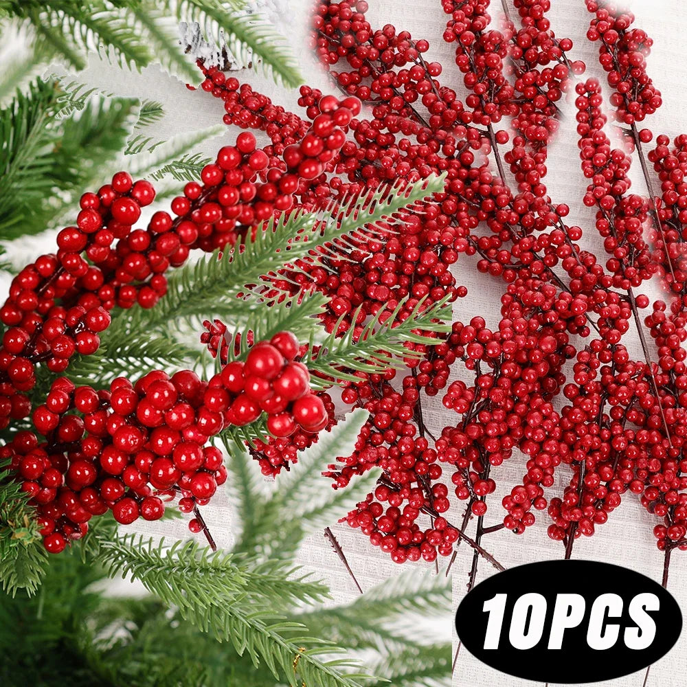Festive Artificial Red Berries for Holiday Decor