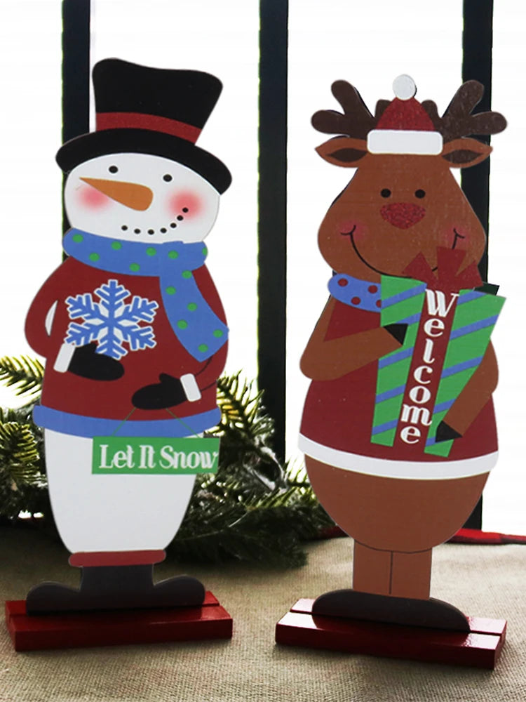 Charming Snowman & Santa Wooden Xmas Ornaments - Image 12