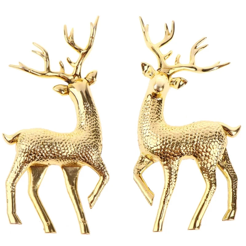 Elegant Gold Deer Figurines for Festive Home Decor