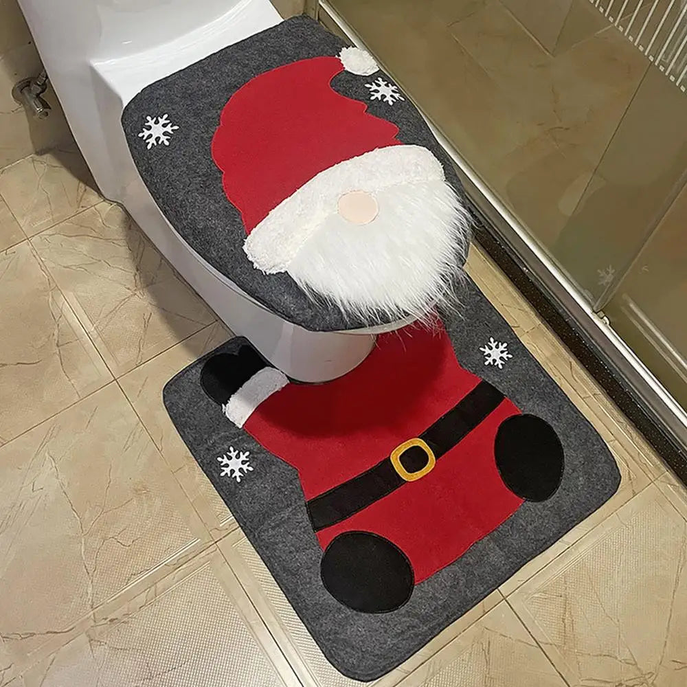 Festive Santa Bathroom Mats Set for Christmas - Image 7
