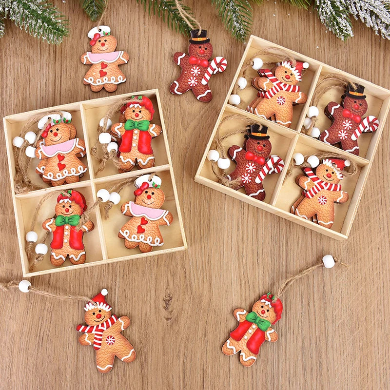 12 Wooden Gingerbread Man Ornaments for Christmas - Image 14
