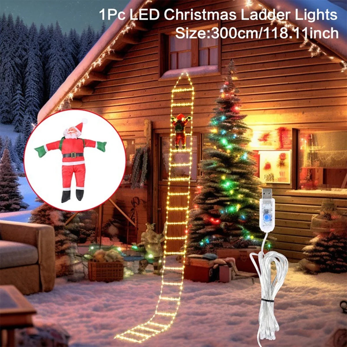 Santa Claus Climbing Ladder LED Christmas Light - Image 8