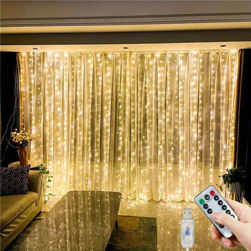 Magical USB Christmas Curtain String Lights 8 Modes