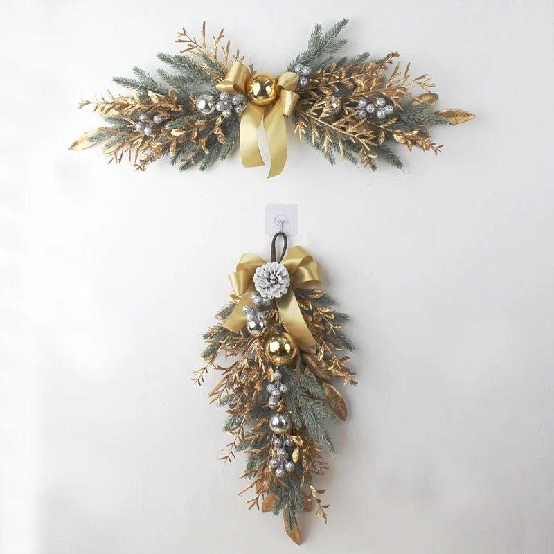 Golden Rattan Christmas Wreath for Festive Decor - Image 23