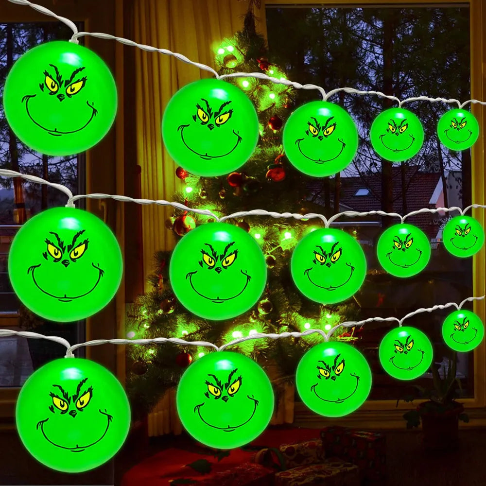 Festive Green Ball String Lights for Holidays