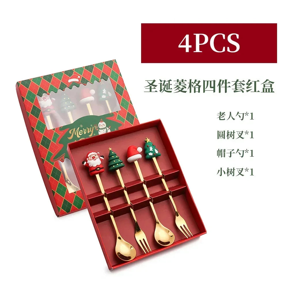 4 Christmas Elk Head Coffee Spoons for Festive Decor - Image 28