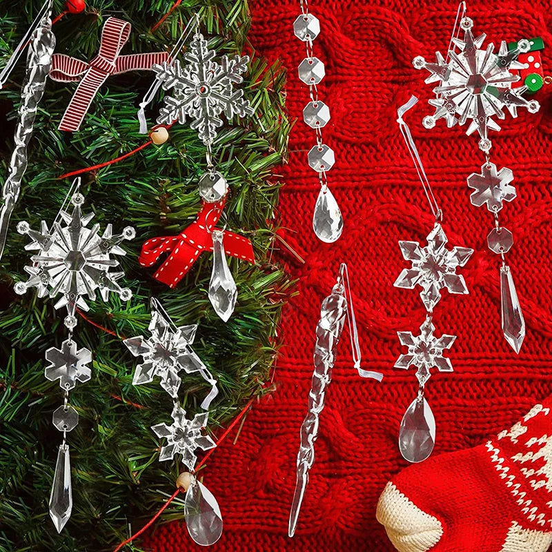 5-Piece Acrylic Snowflake Christmas Tree Ornaments - Image 6