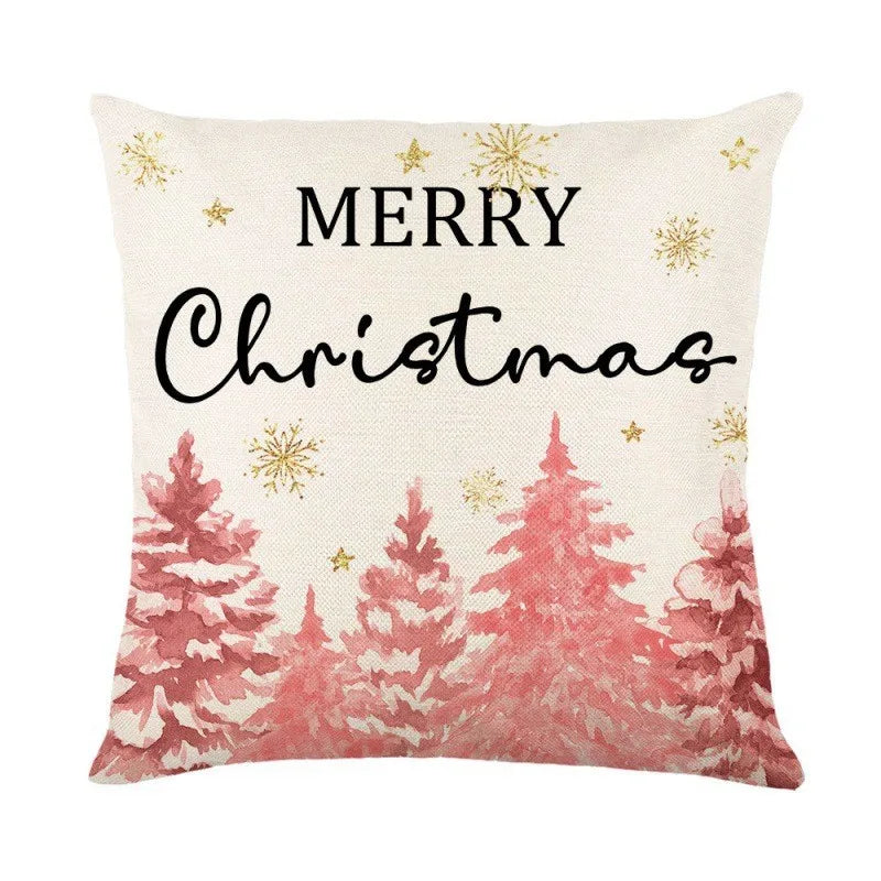 Festive Snowman Elk Linen Pillow Cover 45x45cm - Image 31