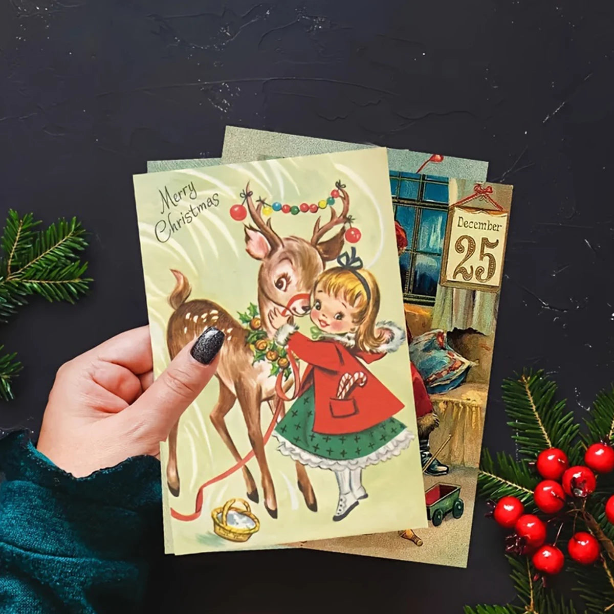 12pcs Merry Christmas Postcards for Festive Decor - Image 5