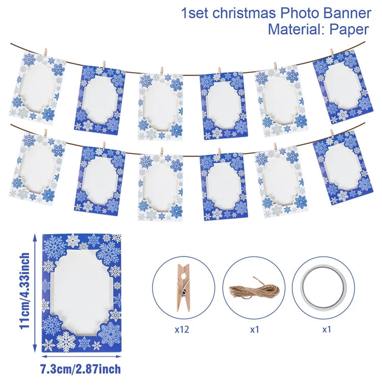 Christmas Photo Frame Banner Garland Decor - Image 2