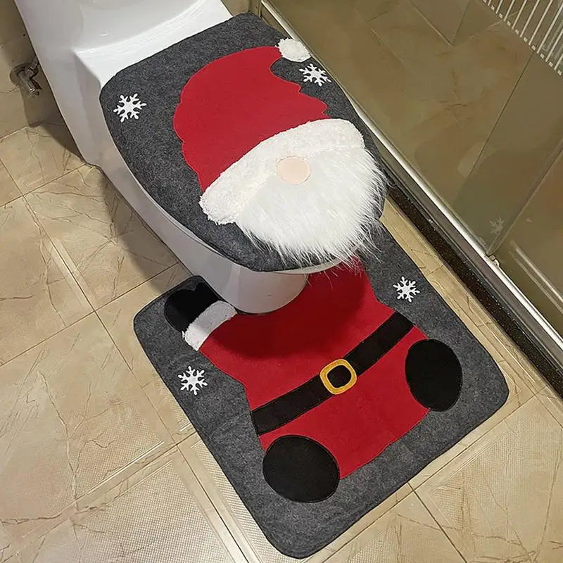 Festive Santa Bathroom Mats Set for Christmas - Image 4