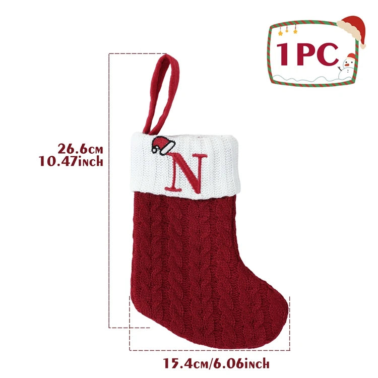 Festive Knitted Alphabet Socks Christmas Ornaments - Image 25