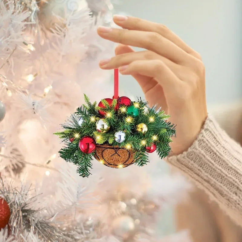 Charming 2D Floral Hanging Basket Ornament