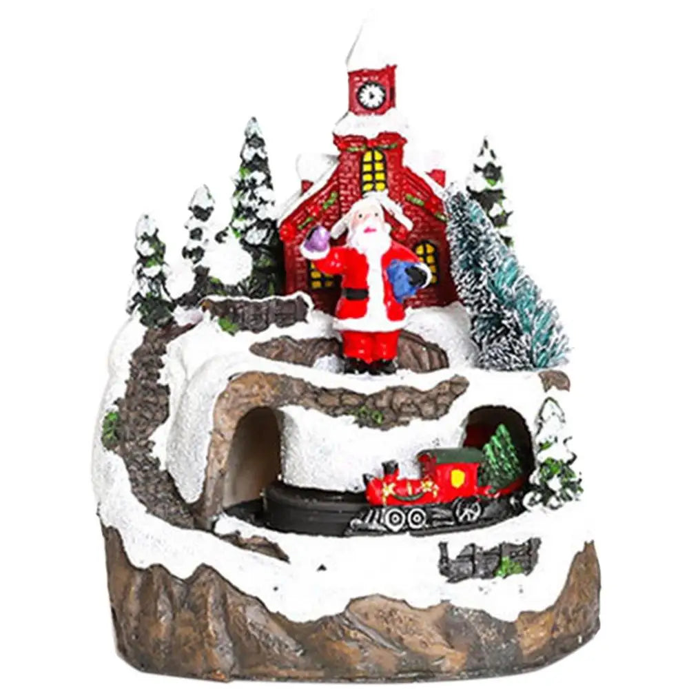 LED Rotating Train Scene Christmas Village Decor - Image 7