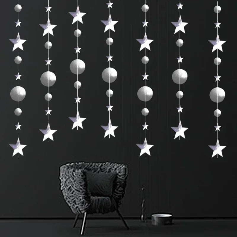 Elegant Gold Star Christmas Pendant Garland Decor - Image 6
