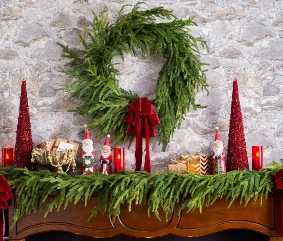 Festive 24 Real Touch Norfolk Pine Wreath - Image 5
