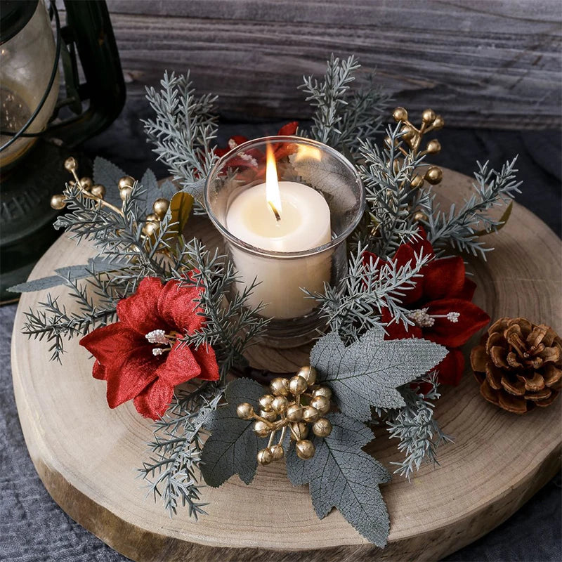 Elegant Christmas Candlestick Wreath with Floral Accents - Image 14