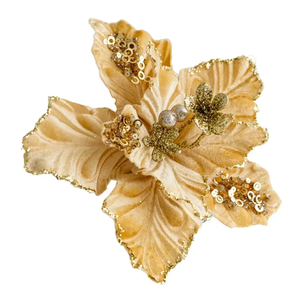 Elegant 22cm Artificial Christmas Flower Ornaments - Image 3
