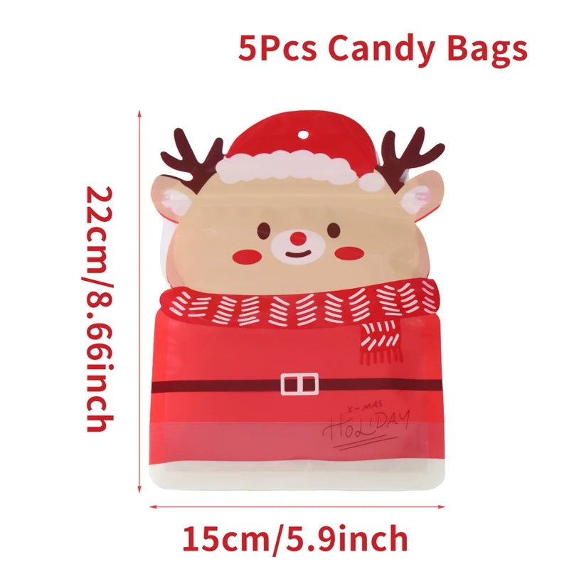 5PCS Festive Christmas Candy Bags for Holiday Cheer - Image 2
