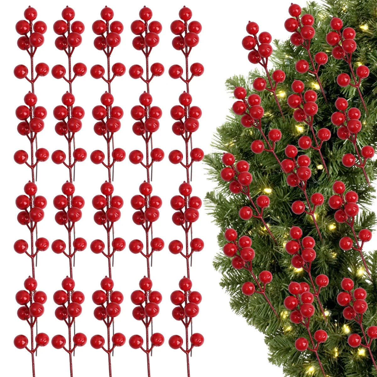 Festive Red & Gold Artificial Berries for Christmas Decor - Image 9