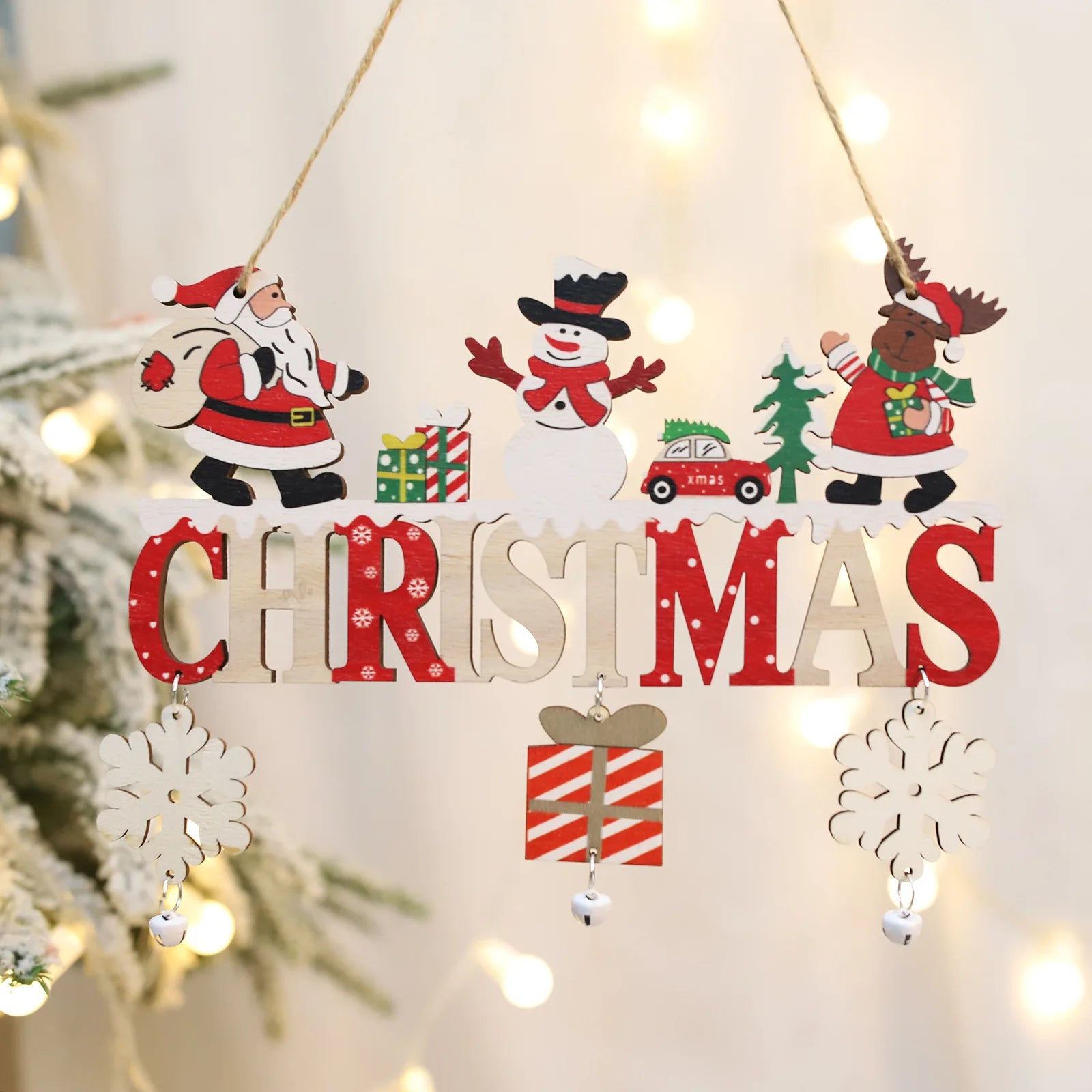 Charming Wooden Christmas Dwarf Door Hanger Decor - Image 16