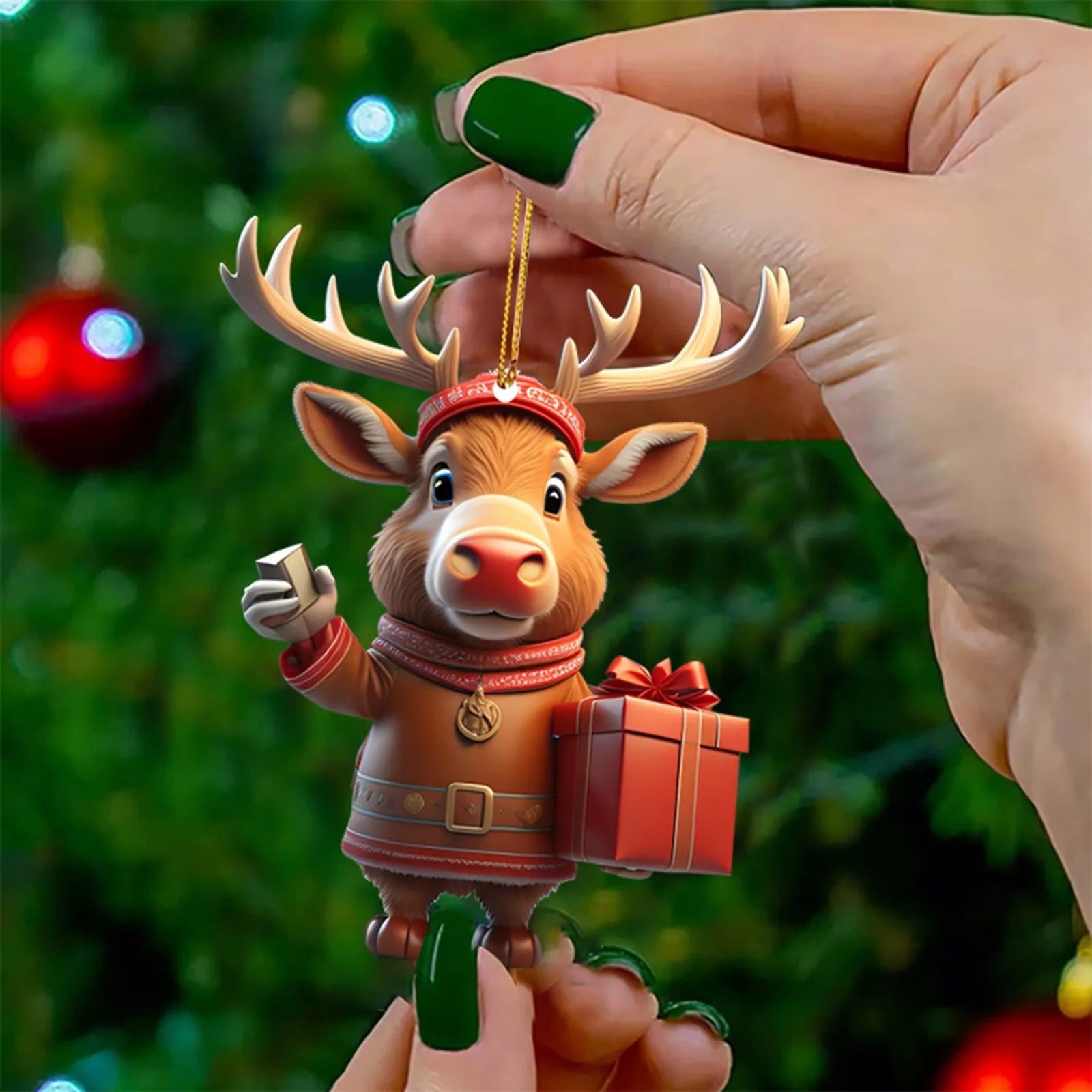 Adorable Cartoon Deer Car Hanging Ornament for Christmas