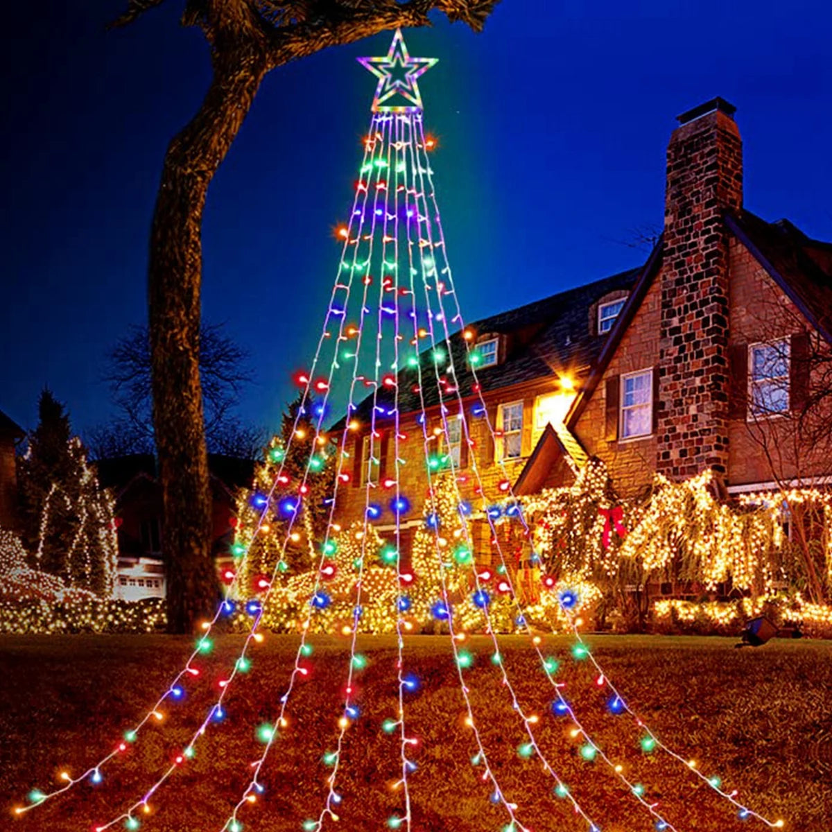 Enchanting LED Star Waterfall Fairy Lights for Christmas - Image 7