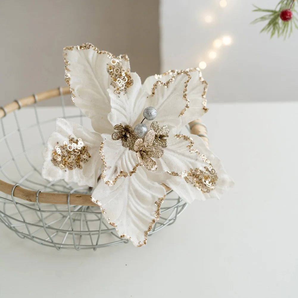 Elegant 22cm Artificial Christmas Flower Ornaments - Image 23